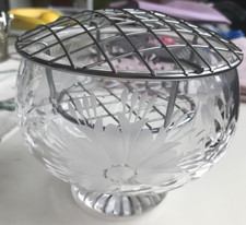Vintage Stuart Crystal Cut Glass Rose Bowl with Mesh Top