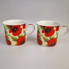 The Leonardo Collection Poppy Cups  mugs floral red Set Of 2