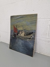 Vintage Stormy Sea Boat