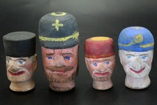 4 Old Puppet Heads, Wood