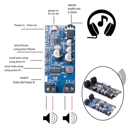 Amplifier board 2x5w - 5.0,