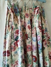 PAIR Vintage lined floral Rose Curtains 154.5cmL 198cmW shabby chic Cottagecore