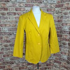 Max Mara Jacket Mustard Yellow UK 16 Blazer 3/4 Sleeve Cotton Stretch