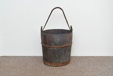 old vintage wooden rice bucket