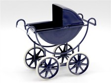 Dolls House Miniature 1/12th Scale Metal Pram 3 Colours to Choose From N42