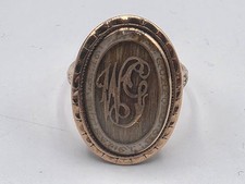 10ct  Gold Georgian Mourning Spinster Ring Rock Crystal 1781 inscribed,