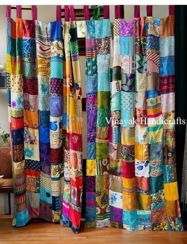 Indian sari patchwork curtain - indian,