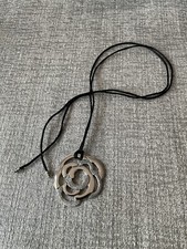 ARMANI STERLING SILVER LARGE FLOWER PENDANT ON STRING NECKLACE 13g RRP £90