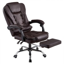 Executive Office Chair PU leather Padded Recline Computer PC Swivel Desk Chair