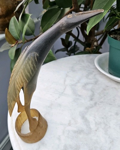 Hand carved cow horn bird - cow,