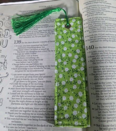 Handmade green floral - green, bookmark