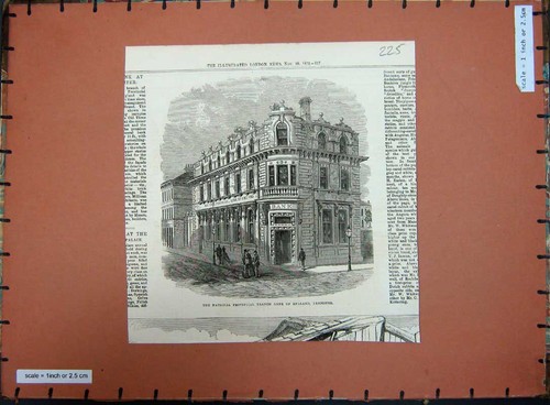 Old antique print 1872 - old,