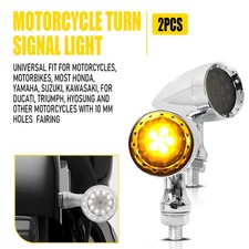 2x Motorcycle Indicators Motorbike Turn Signal Light Bullet Bulb Set Amber White