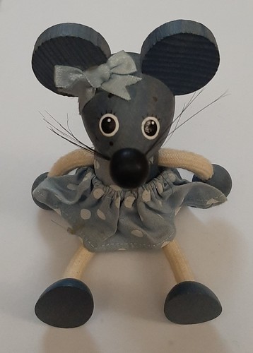 Vintage wooden mouse ornament - vintage,