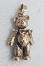 Vintage Fully Hallmarked 9ct Yellow Gold Articulated Teddy Pendant  2.6g