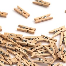Mini Pegs Wooden Natural Plain
