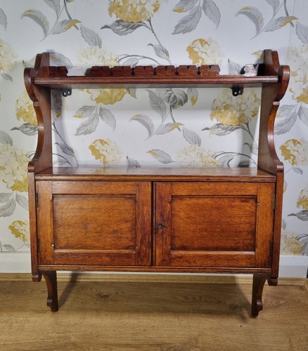 Antique oak wall cupboard - antique,