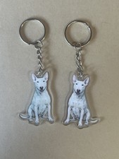 White bull terrier keyring dog - white,