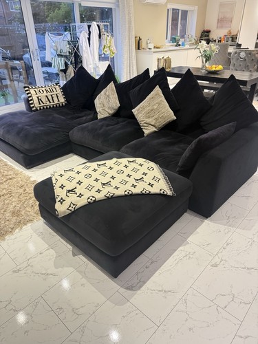 Suede black corner - black, sofa