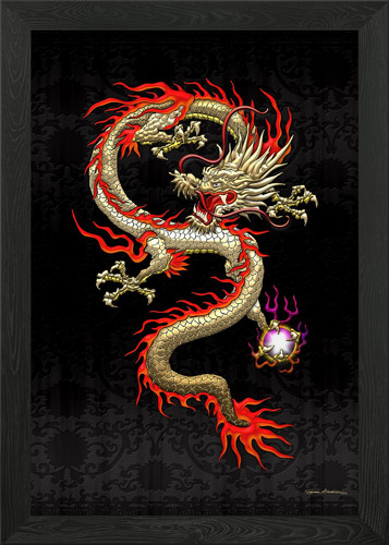 Golden chinese dragon with - golden,
