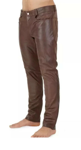 Mens biker jeans real brown - real, or