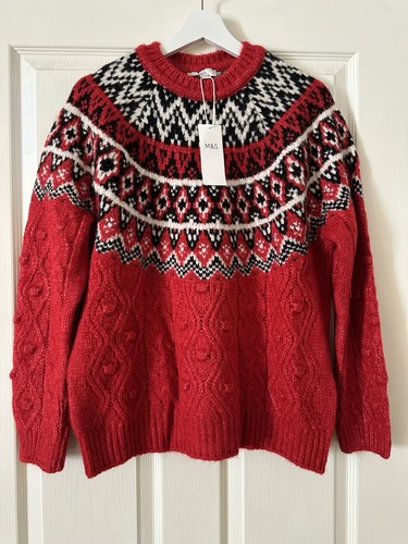 Marks spencer red fairisle - marks,
