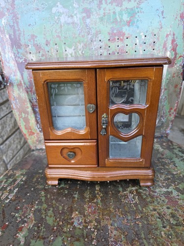 Vintage etched glass wood - etched,