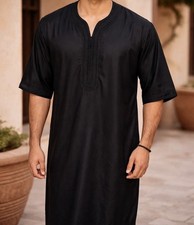 Men black moroccan kaftan - men’s,