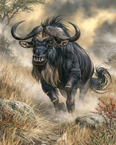 8x10 charging wildebeest - 8x10,