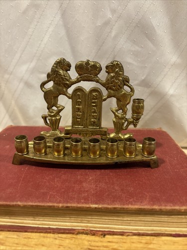 Vintage brass hanukkah - brass, menorah