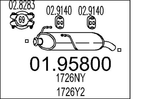 Mts 95800 rear muffler - 01.95800,