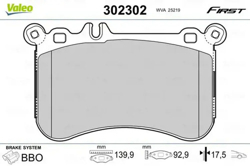 Brake pads front axle - front, 302302