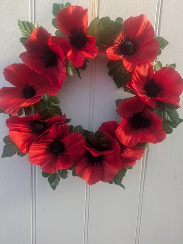 Mini artificial red poppy door - red,