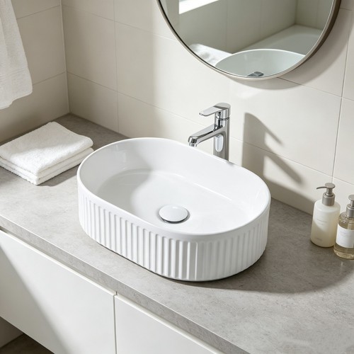 Modern white ceramic oval - modern,