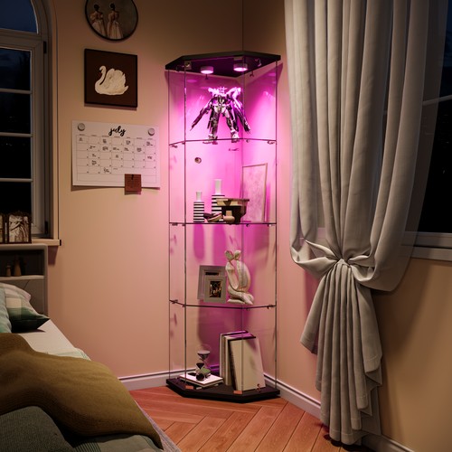 Glass display cabinet corner - glass,