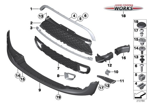Mini genuine front grille trim - front,