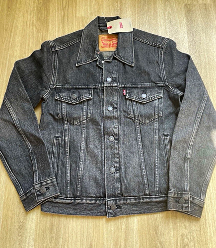 Levi black denim trucker - black,