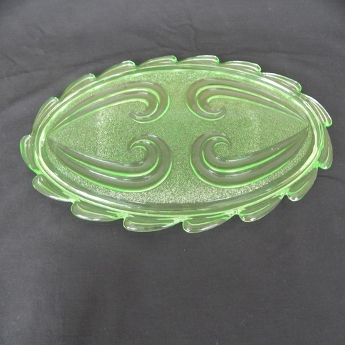 Vintage green glass oval - vintage,