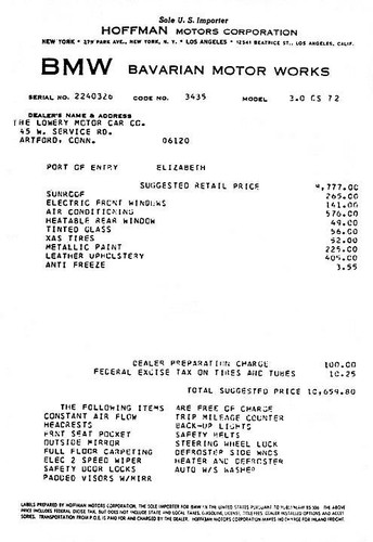 1972 bmw cs sunroof - ,