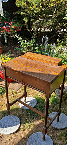Antique brown wooden school - brown,