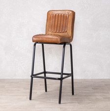 DARK TAN LEATHER BAR STOOL