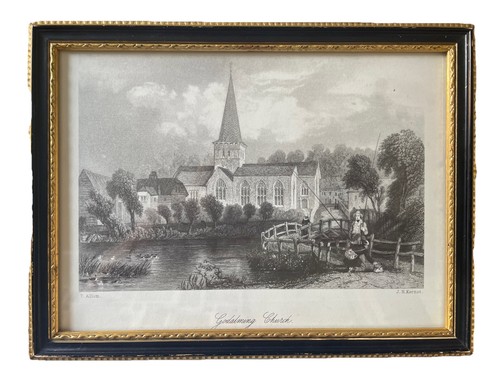 Antique print 1850 surrey - print,