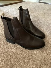 Joules Cheltenham Leather Chelsea Boots Dark Chocolate UK5 Leopard Print Detail