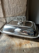 Old Sheffield Plate Entree Dish w/ Detachable Handle, Lion Crest, c.1820–40