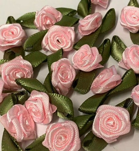 Rose buds satin ribbon - rose,
