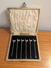 Sterling Silver Set Of 6 Cockeril Cocktail Sticks 1 Damaged Stick