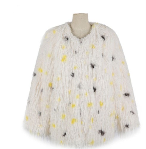 Polka dot shaggy cape coat - polka-dot,