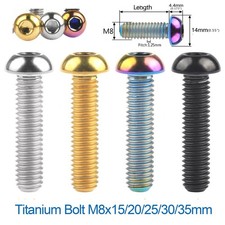 Titanium Bolt Button Head Hex Screw M8x1.25 Grade 5 Ti Fastener 15 20 25 30 35mm