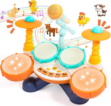 Toys for 1 Year Old Boys Girls-Kids Drum Kit Baby Musical Instruments with 3... 