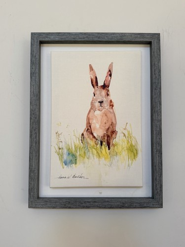 Framed watercolour hare - framed,